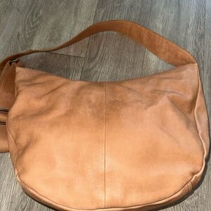 Vilenca Holland Cognac Brown Leather Hobo Bag Crossbody Purse